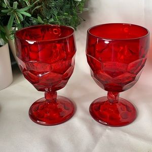 Set of 2 Viking Ruby Red Georgian 12oz water goblets
